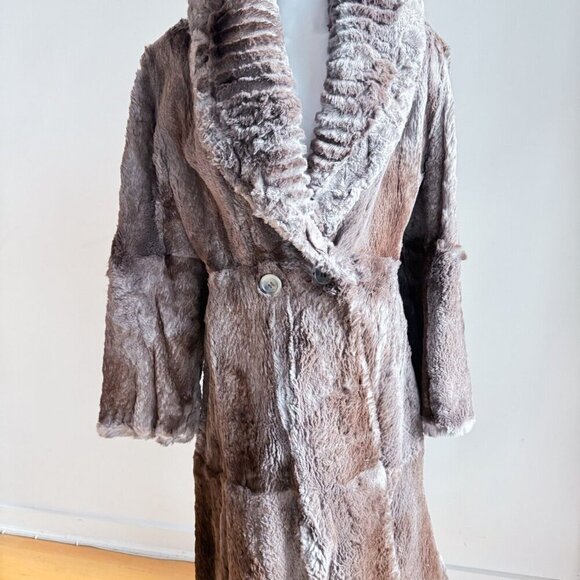 Vintage Sheared Rabbit Eastern Eastern European Tzar Fit and Flare Maxi Coat L - Picture 3 of 10